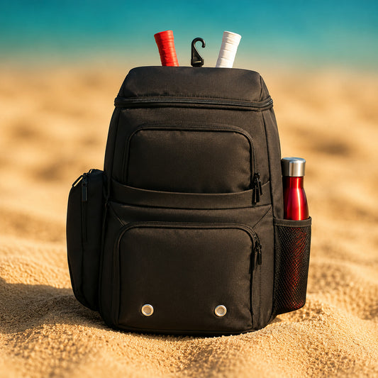 PADVEO Court Backpack – Padel Rucksack schwarz mit Schlägern und Zubehör