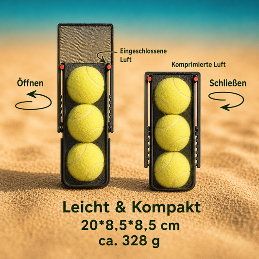PADVEO Pressurizer – Padel Ball Druckbehälter mit 3 gelben Bällen, schwarz